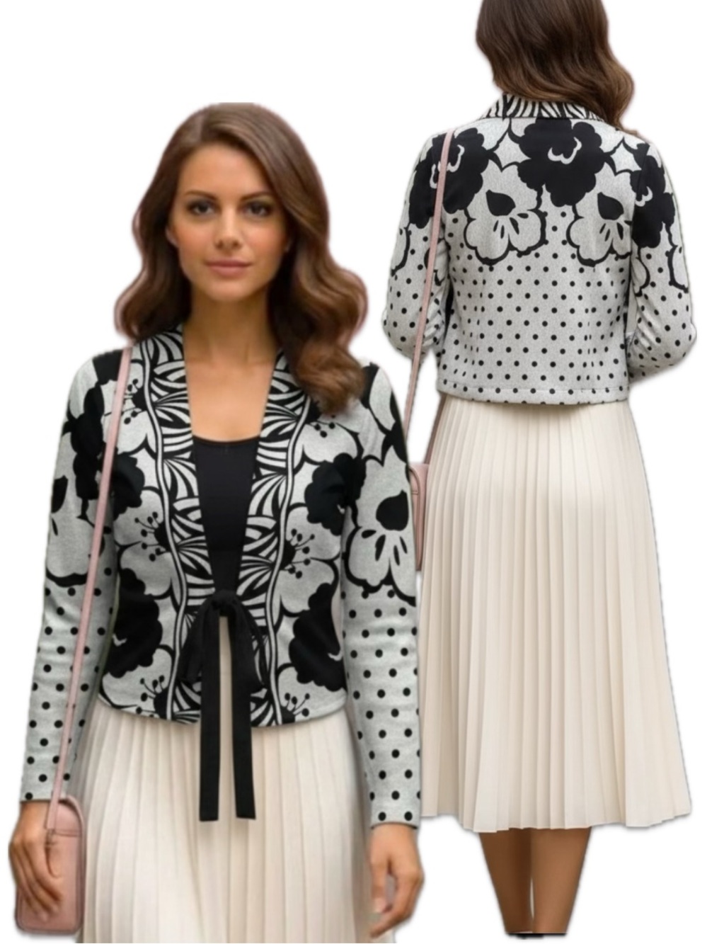 Floral open front cardigan M